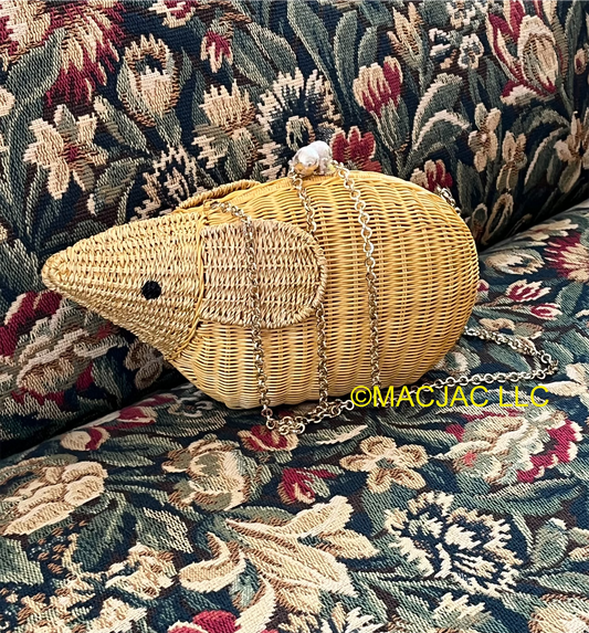 Serpui Wicker Nutcracker Mouse Purse Handbag New