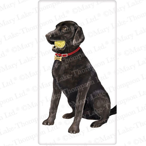 Flour Sack Kitchen Dish Towel Dog Black Lab With Ball Mary Lake - Thompson