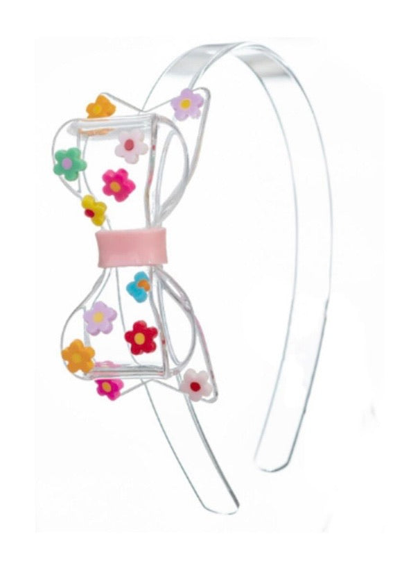 Fat Bow w/ Colorful Daisy Clear Headband