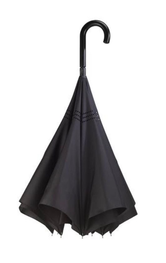 Galleria Black Stick Umbrella Reverse Close
