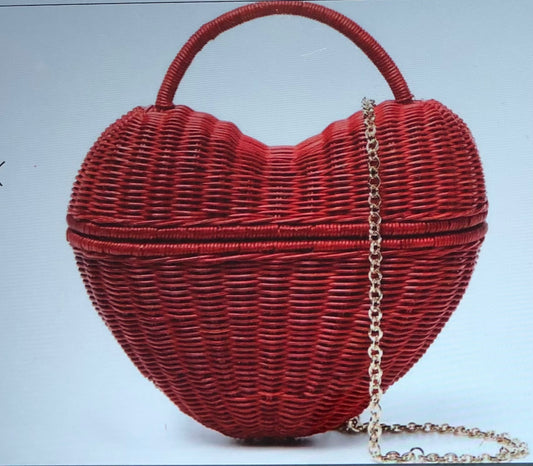Serpui Heart Wicker Purse