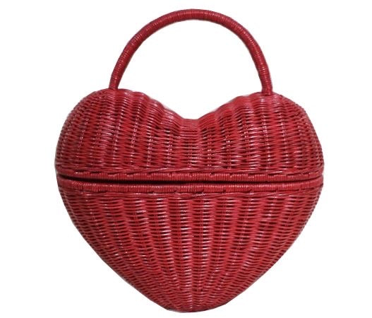 Serpui Heart Wicker Purse