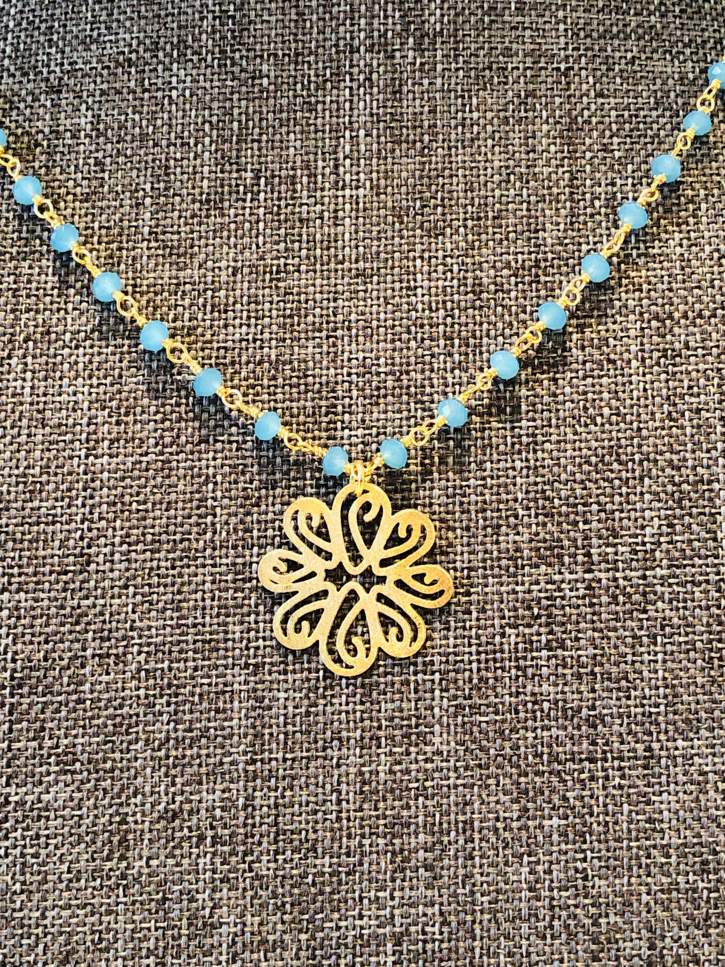 Turquoise Blue Chalcedony 18” Necklace
