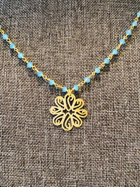 Turquoise Blue Chalcedony 18” Necklace