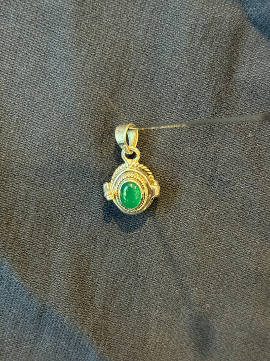 Sterling Silver Green Opal Poison Pendant