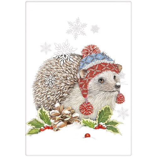 Flour Sack Kitchen Dish Towel Winter Hedgehog Mary Lake - Thompson