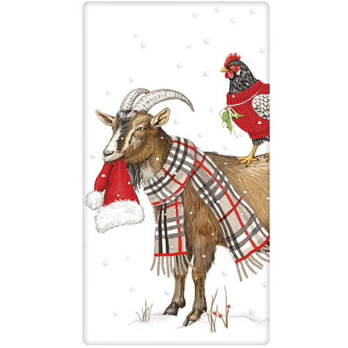 Flour Sack Kitchen Dish Towel Winter Goat Mary Lake - Thompson