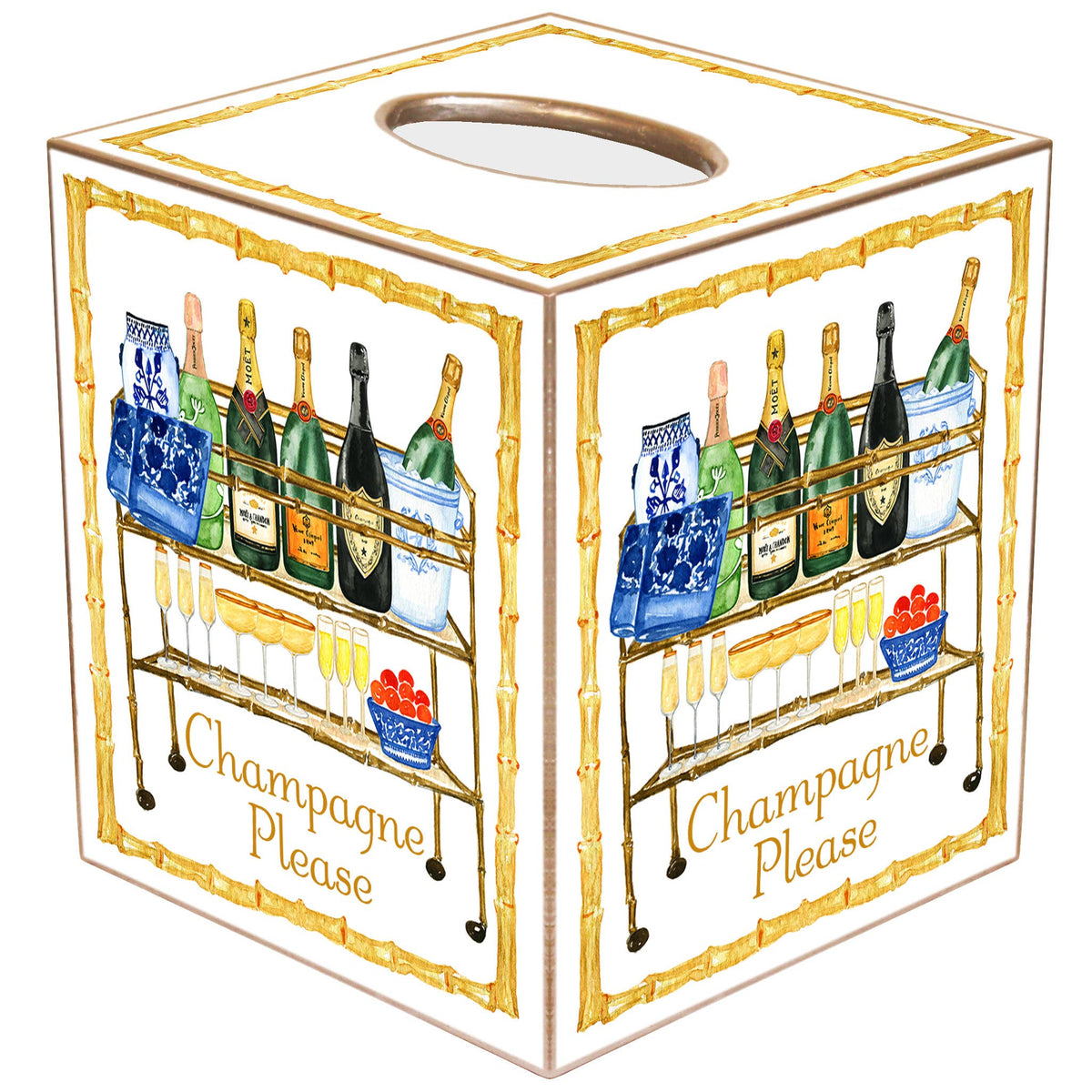 Marye-Kelley Champagne Bar Cart Tissue Box Cover