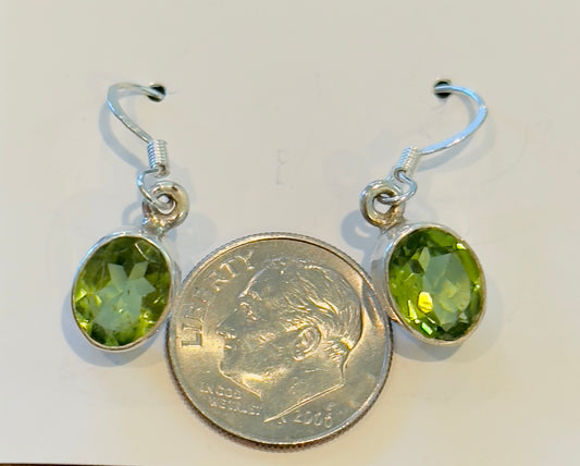 Sterling Silver Peridot Dangle Earrings New