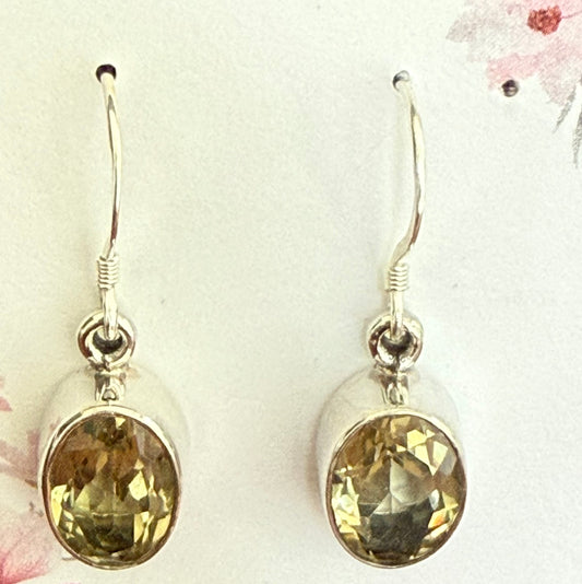 Sterling Silver Citrine Dangle Earrings