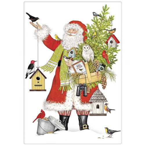 Flour Sack Kitchen Dish Towel Birdhouse Santa Mary Lake - Thompson