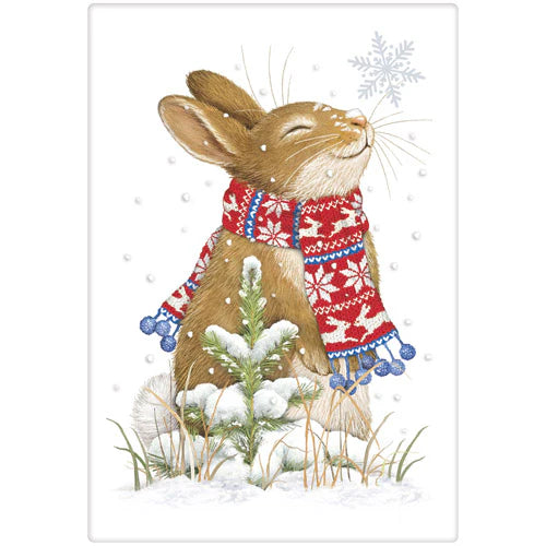 Flour Sack Kitchen Dish Towel Snowflake Rabbit Mary Lake - Thompson