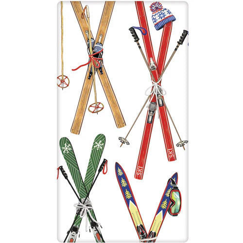 Flour Sack Kitchen Dish Towel Skis Scatter Mary Lake - Thompson