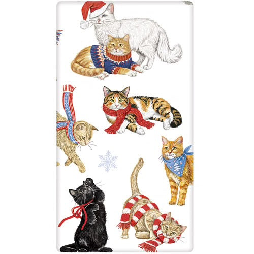 Flour Sack Kitchen Dish Towel Holiday Cat Scatter Mary Lake - Thompson