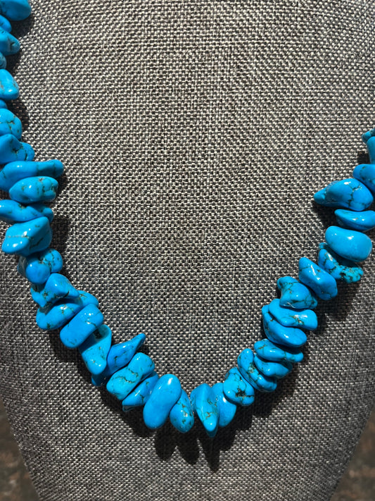 Howlite Turquoise Sterling Silver Necklace New