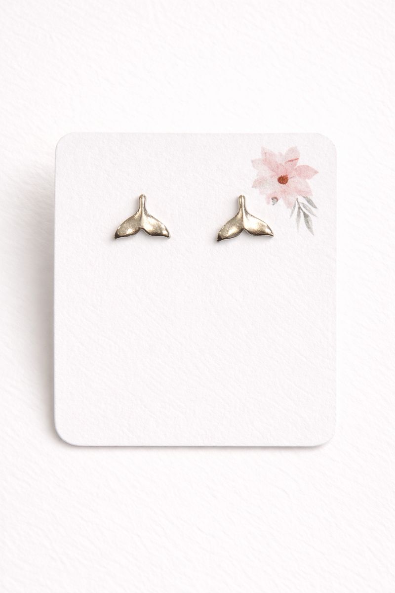 Sterling Silver Whale Tail Stud Earrings