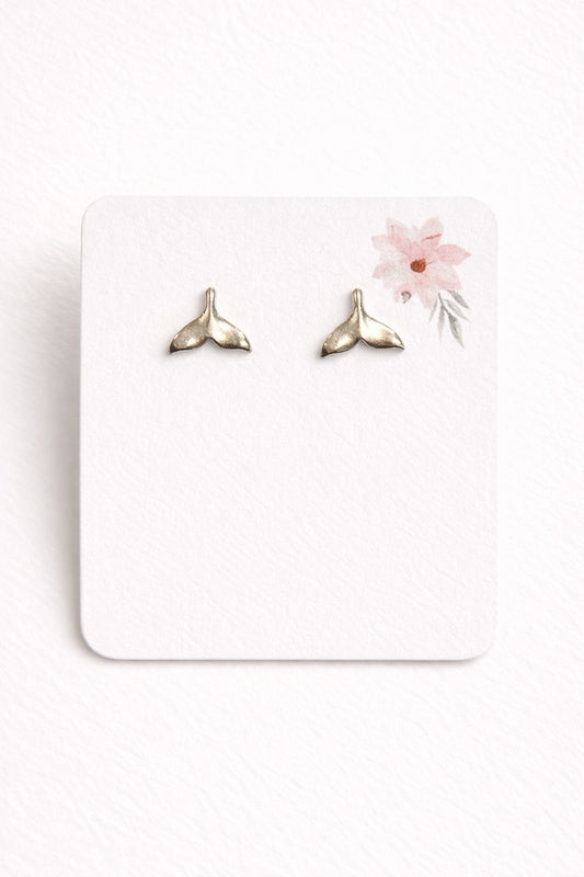 Sterling Silver Whale Tail Stud Earrings