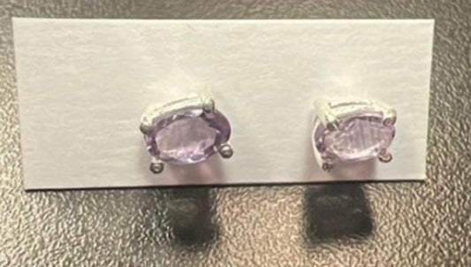 Sterling Silver Amethyst Stud Earrings