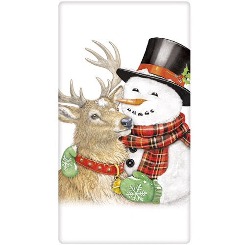 Flour Sack Kitchen Dish Towel Hugging Snowman Mary Lake - Thompson