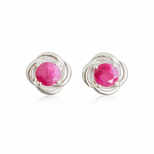 Sterling Silver Ruby Stud Earrings
