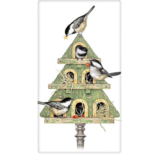 Flour Sack Kitchen Dish Towel Chickadee Birdhouse Mary Lake - Thompson