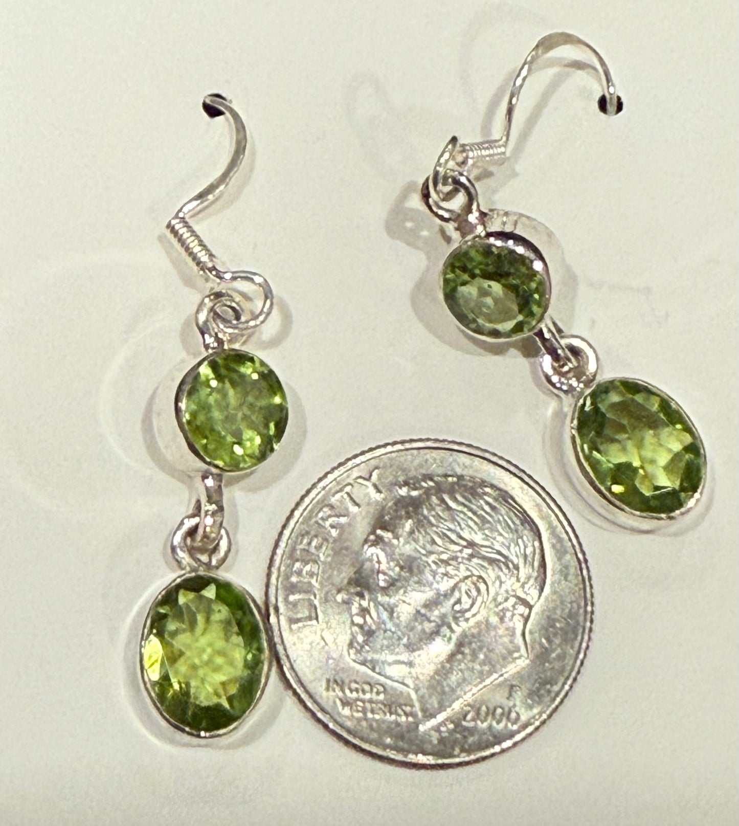 Sterling Silver Peridot Dangle Earrings