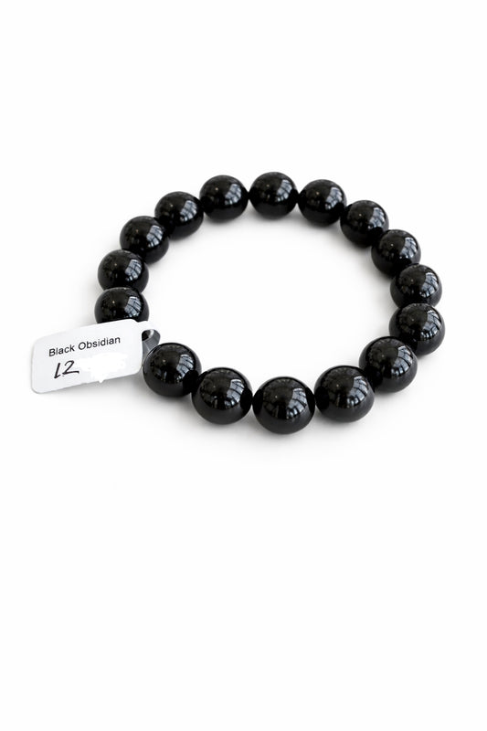 Black Agate 16MM Beaded Bracelet