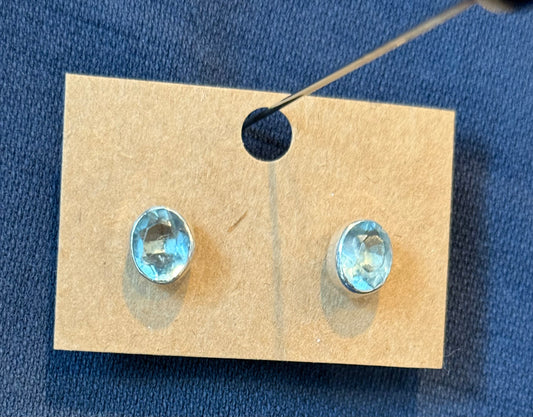 Sterling Silver Blue Topaz Stud Earrings