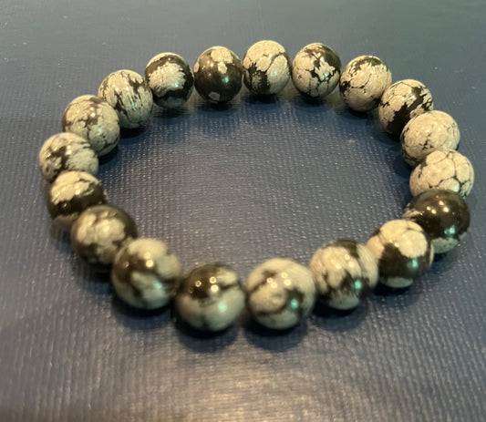 Snowflake Obsidian Beaded Bracelet New