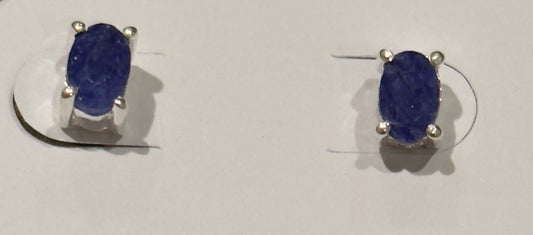 Sterling Silver Blue Sapphire Stud Earrings