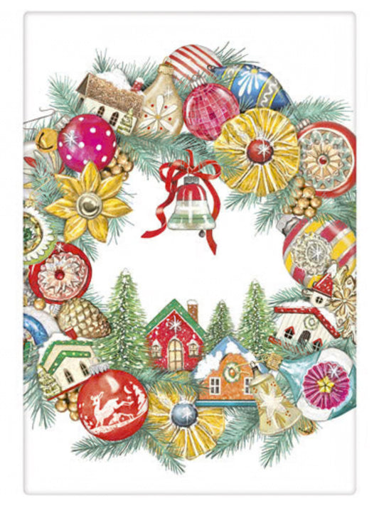 Flour Sack Kitchen Dish Towel Ornament Wreath Mary Lake - Thompson