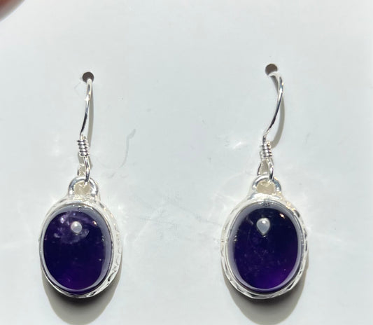 Amethyst Sterling Silver Dangle Earrings New