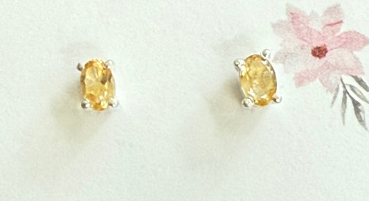 Sterling Silver Citrine Stud Earrings