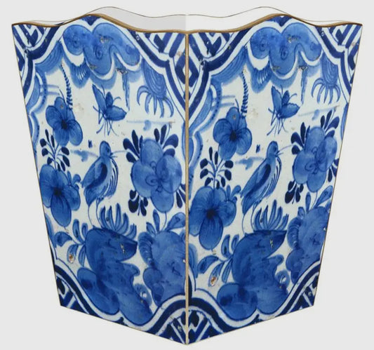 Marye-Kelley Blue Delft Bird Wastepaper Basket