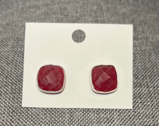 Sterling Silver Ruby Stud Earrings