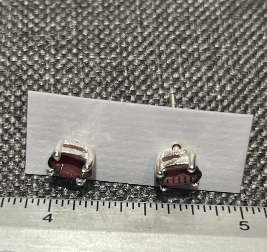 Sterling Silver Garnet Stud Earrings