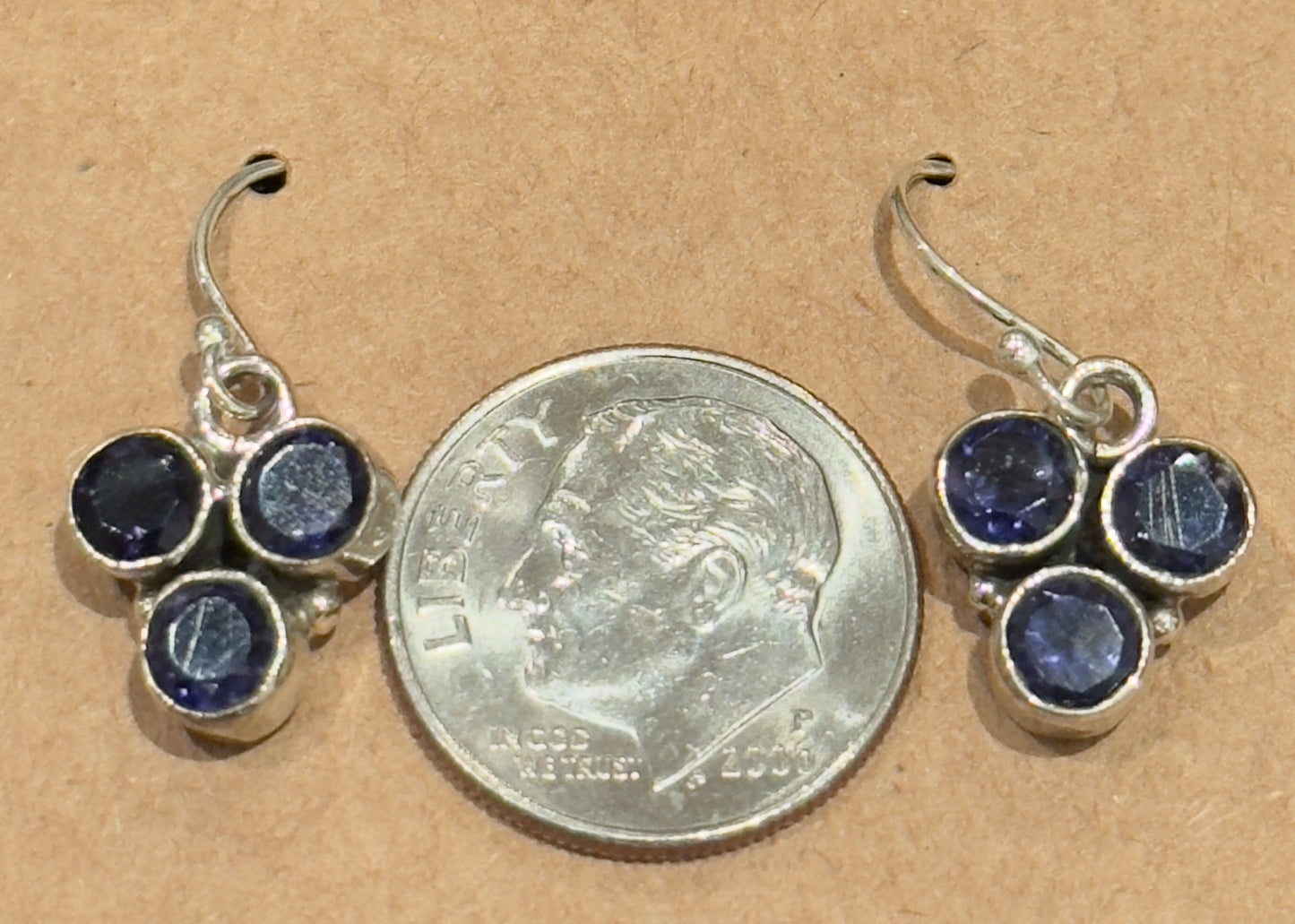 Sterling Silver Iolite Dangle Earrings New