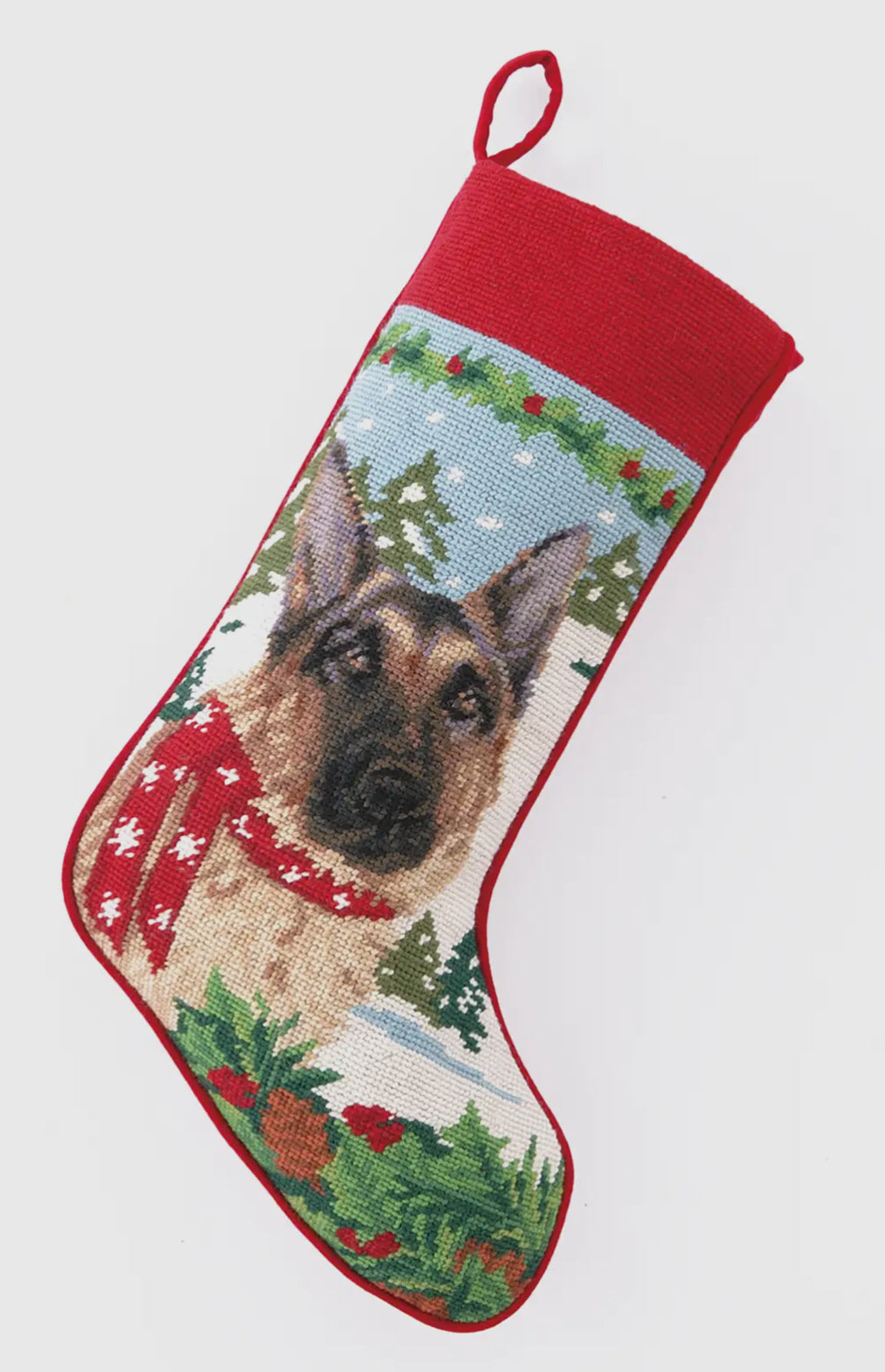 Peking Handicraft German Shepherd Dog Needlepoint Stocking NWT