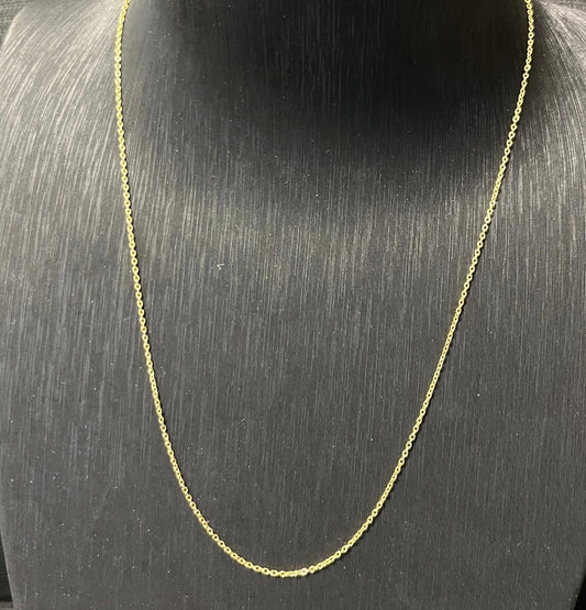 20" Gold Vermeil Cable Chain Necklace Made In Italy