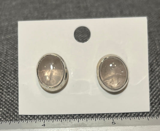 Sterling Silver Rose Quartz Stud Earrings