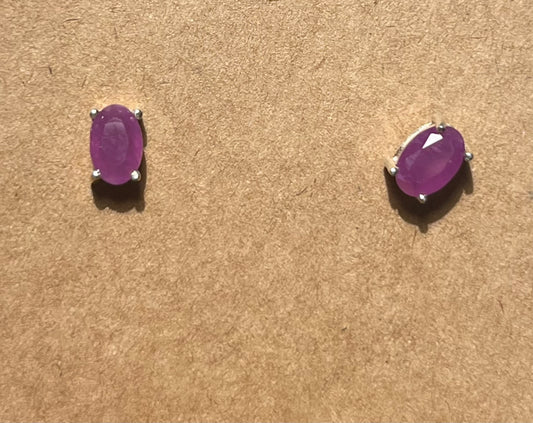 Sterling Silver Ruby Stud Earrings