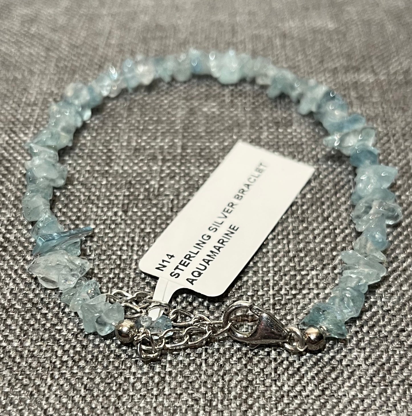 Aquamarine Sterling Silver Bracelet With Adjustable
