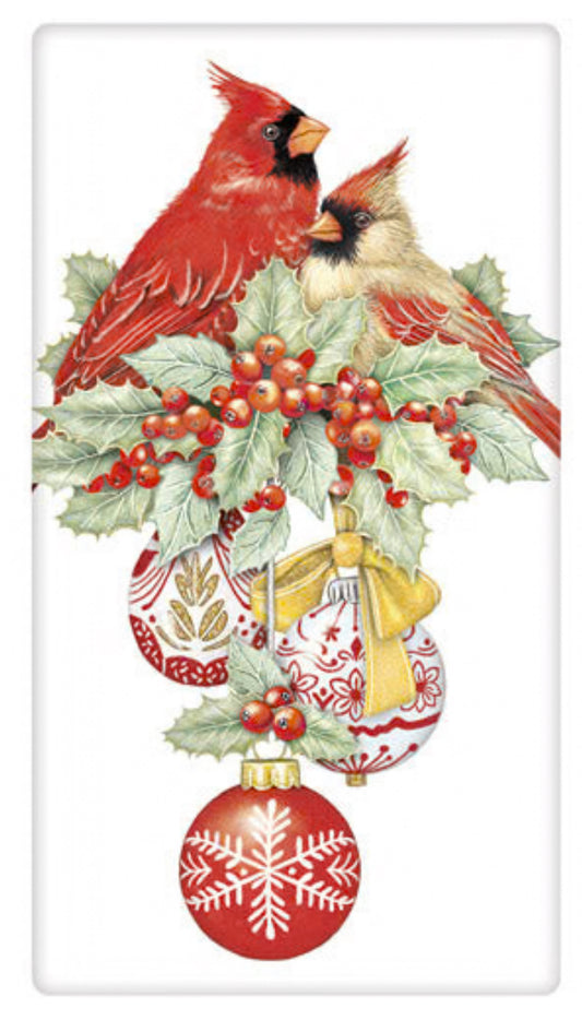 Flour Sack Kitchen Dish Towel Cardinal Ornaments Mary Lake - Thompson