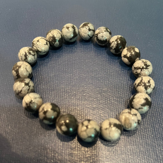Snowflake Obsidian Beaded Bracelet New