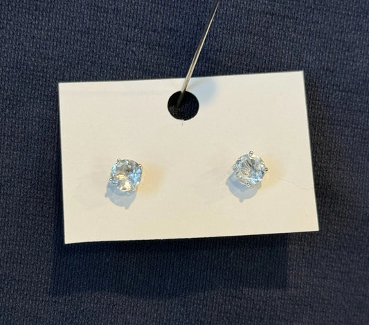 Sterling Silver White Topaz Stud Earrings
