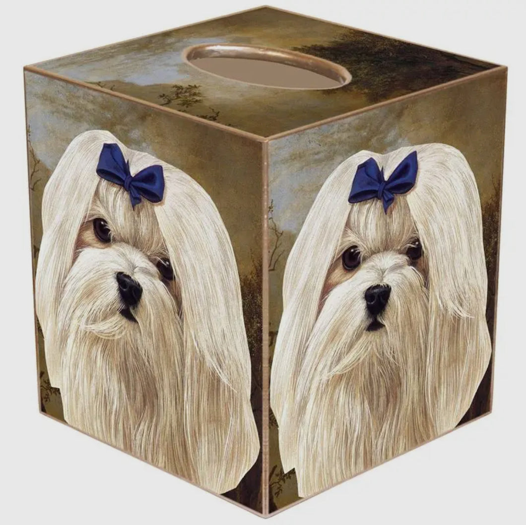 Marye-Kelley Maltese Tissue Box Cover