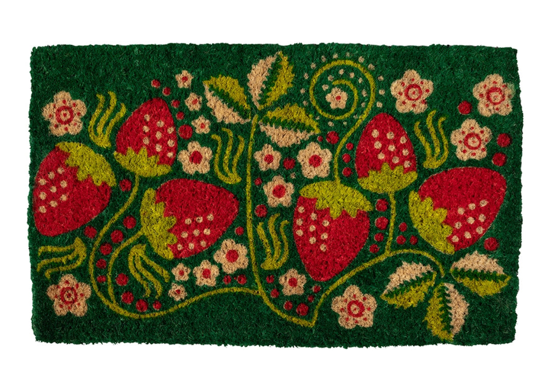 Strawberry Vines Handwoven Coconut Fiber Doormat **Show only item**