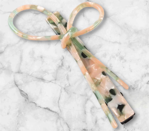 Fashion Bow Green And Pink Tortoiseshell Alligator Hair Clip New