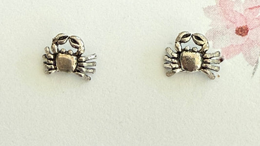Sterling Silver Crab Stud Earrings