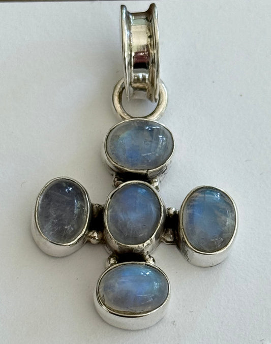 Sterling Silver Moonstone Cross Pendant